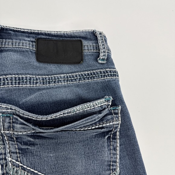 BKE Jake Jeans Men 32S Blue Bootcut Double Stitching Embroidered Pockets Denim - Picture 9 of 13